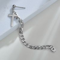 Korean Cross Chain Round Fashion Tassel Titanium Steel Earrings For Women Wholesale main image 2