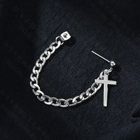 Korean Cross Chain Round Fashion Tassel Titanium Steel Earrings For Women Wholesale main image 3