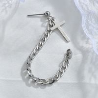 Korean Cross Chain Round Fashion Tassel Titanium Steel Earrings For Women Wholesale main image 5
