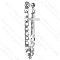 Korean Cross Chain Round Fashion Tassel Titanium Steel Earrings For Women Wholesale main image 6