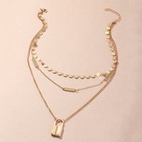 Simple Disc Multilayer Hip-hop Punk Style Metal Lock Necklace Wholesale Nihaojewelry main image 3