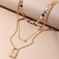 Simple Disc Multilayer Hip-hop Punk Style Metal Lock Necklace Wholesale Nihaojewelry main image 4