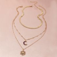 Leaf Metal  Retro Micro-inlaid Zircon Sun Necklace Wholesale Nihaojewelry main image 3