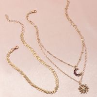 Leaf Metal  Retro Micro-inlaid Zircon Sun Necklace Wholesale Nihaojewelry main image 5