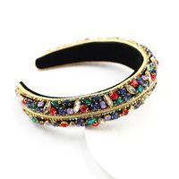 New Baroque Full Diamond Sponge Headband Ladies Colorful Rhinestone Headband  Wholesale main image 5