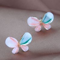 925 Silver Needle Korean Fashion Sweet Colorful Alloy Butterfly Stud Earrings main image 3