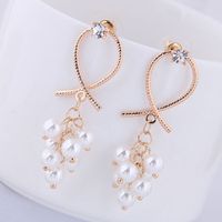 925 Aiguille En Argent Coréen Mode Métal Noué Boucles D&#39;oreilles En Alliage De Perles Élégantes Douces main image 3