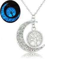 Best Seller In Europe And America Hollow Lucky Tree Moon Noctilucent Necklace Halloween Fluorescent Pendant Christmas Gift main image 1