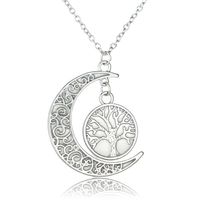 Best Seller In Europe And America Hollow Lucky Tree Moon Noctilucent Necklace Halloween Fluorescent Pendant Christmas Gift main image 6