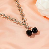 Fashion Black Cherry Exaggerated Thick Chain Word Buckle Necklace Fruit Choker Clavicle Chain main image 4