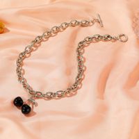Fashion Black Cherry Exaggerated Thick Chain Word Buckle Necklace Fruit Choker Clavicle Chain main image 5