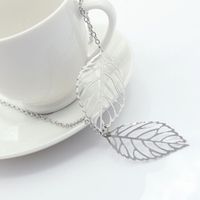 Fashion Metal Colorful Hollow Tree Leaf Two Large Leaf Pendant Necklace main image 4