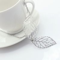 Fashion Metal Colorful Hollow Tree Leaf Two Large Leaf Pendant Necklace main image 6