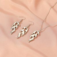 New Hip-hop Flame-shaped Alloy Pendant Necklace Earrings For Women Jewelry Set main image 4