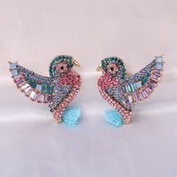 Fashion Full Diamond Peak Bird Tassel Retro Animal Women's Alloy Earrings main image 1