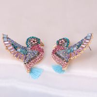 Fashion Full Diamond Peak Bird Tassel Retro Animal Women's Alloy Earrings main image 3