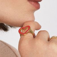 New Fashion Ladies Heart-shaped Oiled Copper Ring Wholesale Nihaojewelry main image 1