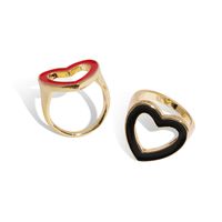 New Fashion Ladies Heart-shaped Oiled Copper Ring Wholesale Nihaojewelry main image 5