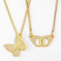 Korean Diamond Butterfly Women's Copper Short Clavicle Chain Necklace main image 1