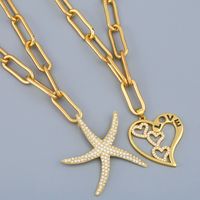 Nuevo Collar Con Colgante De Estrella De Mar De Amor De Cadena Gruesa De Cobre Para Mujer Al Por Mayor main image 1