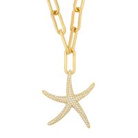 New Copper Thick Chain Love Starfish Pendant Necklace For Women Wholesale main image 3