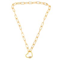 Fashion Stainless Steel  Hip-hop Style Peach Heart Copper Short Necklace Pendant Sweater Chain main image 5
