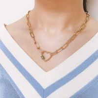 Fashion Stainless Steel  Hip-hop Style Peach Heart Copper Short Necklace Pendant Sweater Chain main image 6