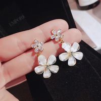 925 Silver Needle Opal White Flower Earrings Wholesale Nihaojewelry main image 5