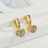 Fashion Micro-inlaid Love Color Zircon Palm Exquisite Diamond-set Eyes Tassel Small Copper Earrings main image 3