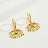 Fashion Micro-inlaid Love Color Zircon Palm Exquisite Diamond-set Eyes Tassel Small Copper Earrings main image 4