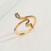 Zirkon Original Cobra Ring Europäische Und Amerikanische Vergoldete Diamant Schlange Verstellbarer Ring Neuer Farbiger Zirkonium Schlangen Ring main image 3