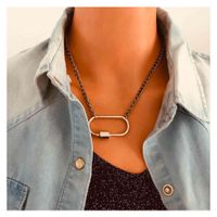 Fashion Retro Geometric Simple Lock All-match Alloy Pendant Necklace main image 1