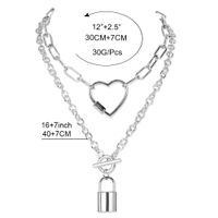 Fashion Retro Silver Chain Love Lock Alloy Pendant Necklace For Women main image 6
