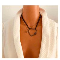 Fashion Thin Chain Metal Simple Diamond-studded Love Lock Pendant Necklace For Women main image 1