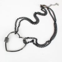 Fashion Thin Chain Metal Simple Diamond-studded Love Lock Pendant Necklace For Women main image 3