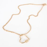 Fashion Thin Chain Metal Simple Diamond-studded Love Lock Pendant Necklace For Women main image 4