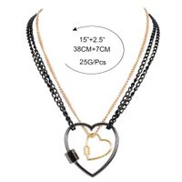 Fashion Thin Chain Metal Simple Diamond-studded Love Lock Pendant Necklace For Women main image 6