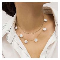 Collar Doble Con Colgante De Perlas En Forma Simple De Moda Para Mujeres main image 1