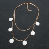 Fashion Simple Shaped Pearl Pendant Double Necklace For Women main image 3