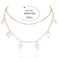 Fashion Simple Shaped Pearl Pendant Double Necklace For Women main image 6
