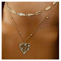 Fashion Alloy Love Pendant Double-layer Golden Chain Necklace For Women main image 1