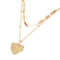 Fashion Alloy Love Pendant Double-layer Golden Chain Necklace For Women main image 4