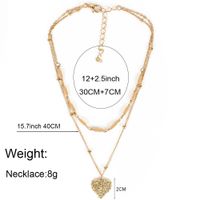 Fashion Alloy Love Pendant Double-layer Golden Chain Necklace For Women main image 6