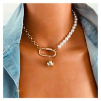 Grenz Überschreitende Mode Europäische Und Amerikanische Stil Ovale Galvanik Legierung Halskette Weibliche Perle Perlen Schlüsselbein Kettens Chmuck 14780 main image 1