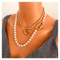 Fashion Retro Pearl Clavicle Chain Alloy Lightning Pendant Necklace For Women main image 2