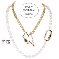 Fashion Retro Pearl Clavicle Chain Alloy Lightning Pendant Necklace For Women main image 3