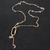 Fashion Oval  Long Multi-layer Star Moon Pendant Necklace For Women main image 4