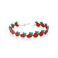Japanische Kindliche Süße Frucht Polyester Halskette Choker Erdbeer Kurze Halskette All-match Schlüsselbein Kette Halsband Kragen Frauen main image 3