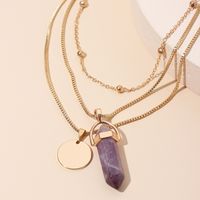 Fashion Multi-layered Wearing Bullet  Golden Disc Clavicle Pendant Necklace main image 4