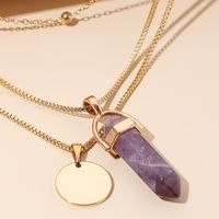 Fashion Multi-layered Wearing Bullet  Golden Disc Clavicle Pendant Necklace main image 5